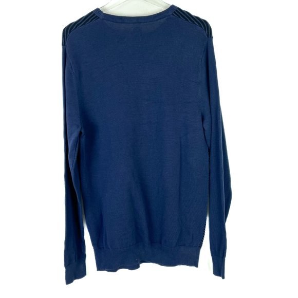 NWT 14th & Union Textured Stripe Crewneck Sweater Navy Blue Size Medium M NEW - Picture 7 of 9